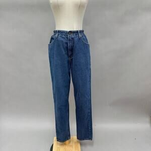 L.L. Bean Straight leg‎ dark Jeans high rise partial elastic waist Size 8 M Tall